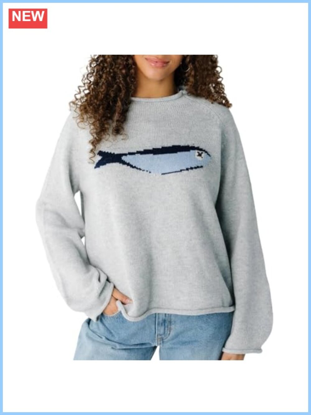 Oversized Roll Neck Chunky Knit Pullover Sweater with Cute Animal Graphic